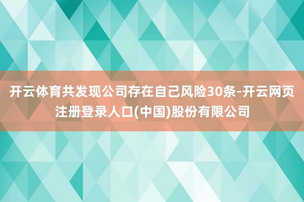 开云体育共发现公司存在自己风险30条-开云网页注册登录人口(中国)股份有限公司