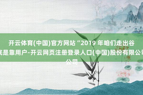 开云体育(中国)官方网站“2019 年咱们走出谷底是靠用户-开云网页注册登录人口(中国)股份有限公司
