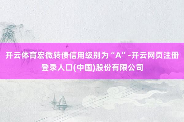 开云体育宏微转债信用级别为“A”-开云网页注册登录人口(中国)股份有限公司